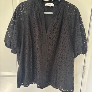 CeCe Elegant Black Lace Blouse